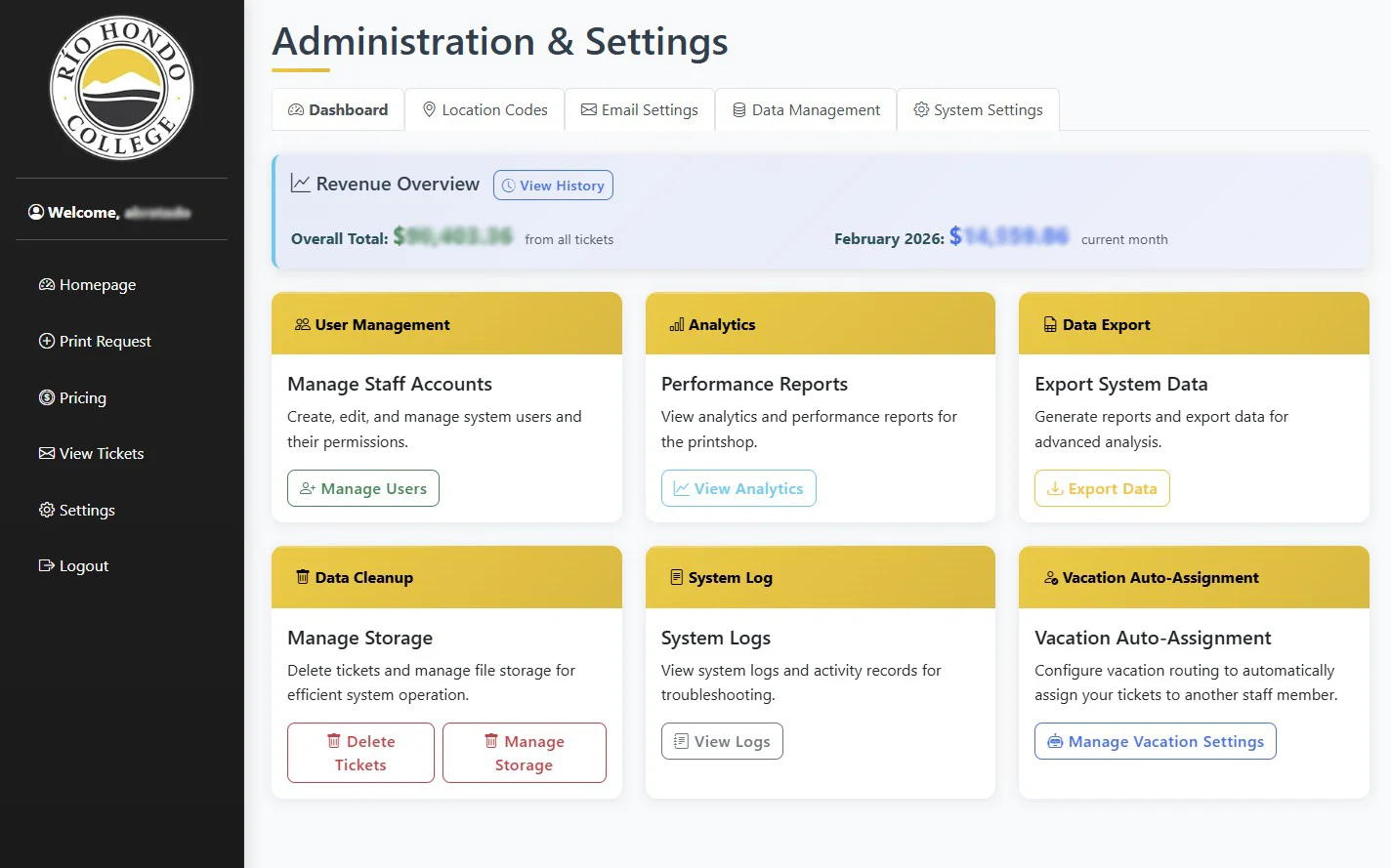 Printshop Ticket System - Printshop - Administration
