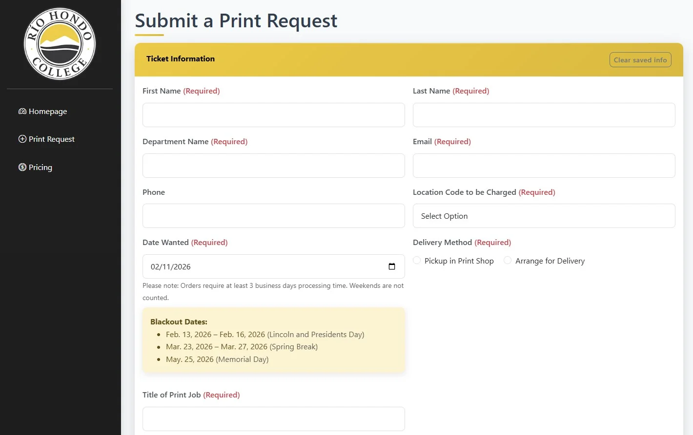 Printshop Ticket System - Printshop - Submit Print Request